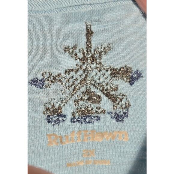 Ruff Hewn Tunic Shirt Boho Hippie Top Embroidered Blue Peasant Blouse Sz 2X NWT - Picture 4 of 8